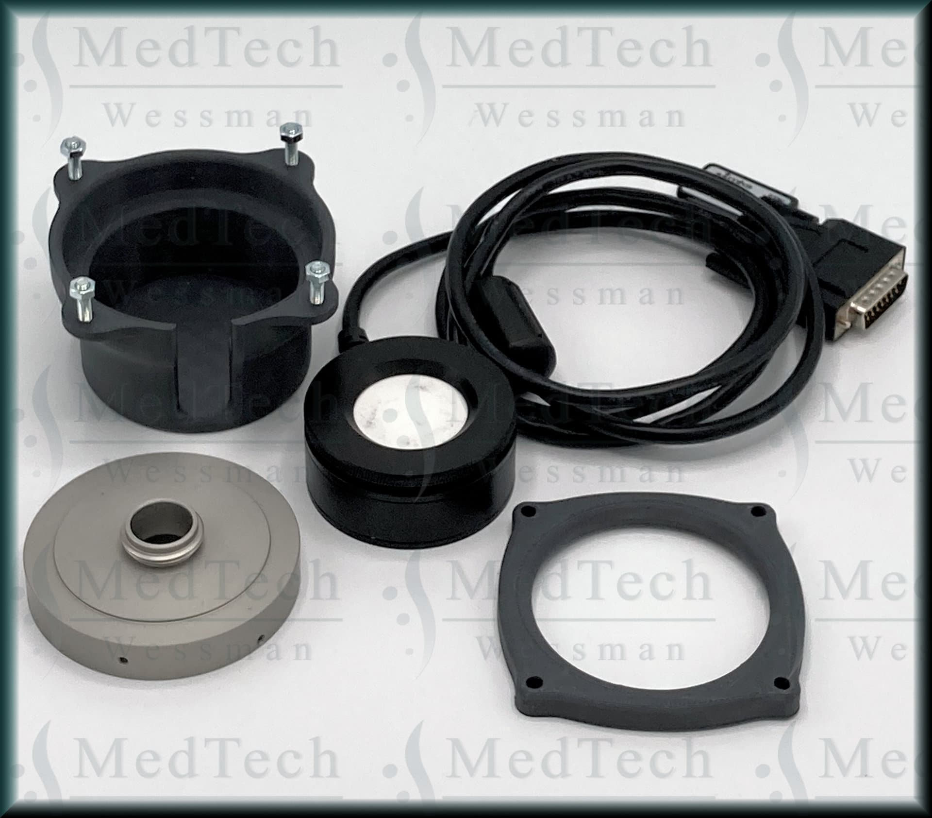 NOVA laser measuring head and matching device-specific bracket (parts separated)